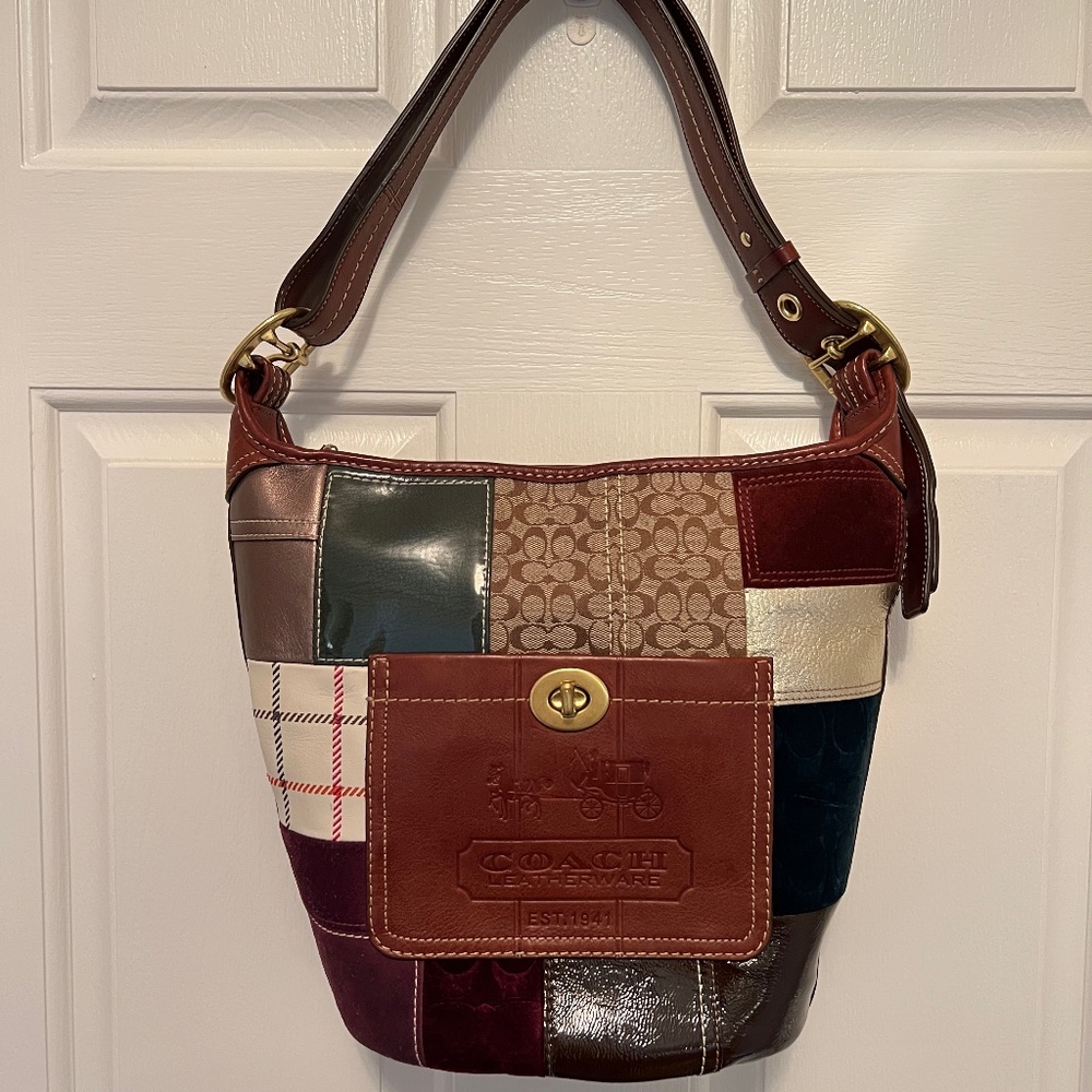 Coach NWOT Leather and Suede Patchwork Shoulder Bag